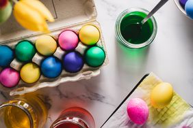 easter egg dying set up