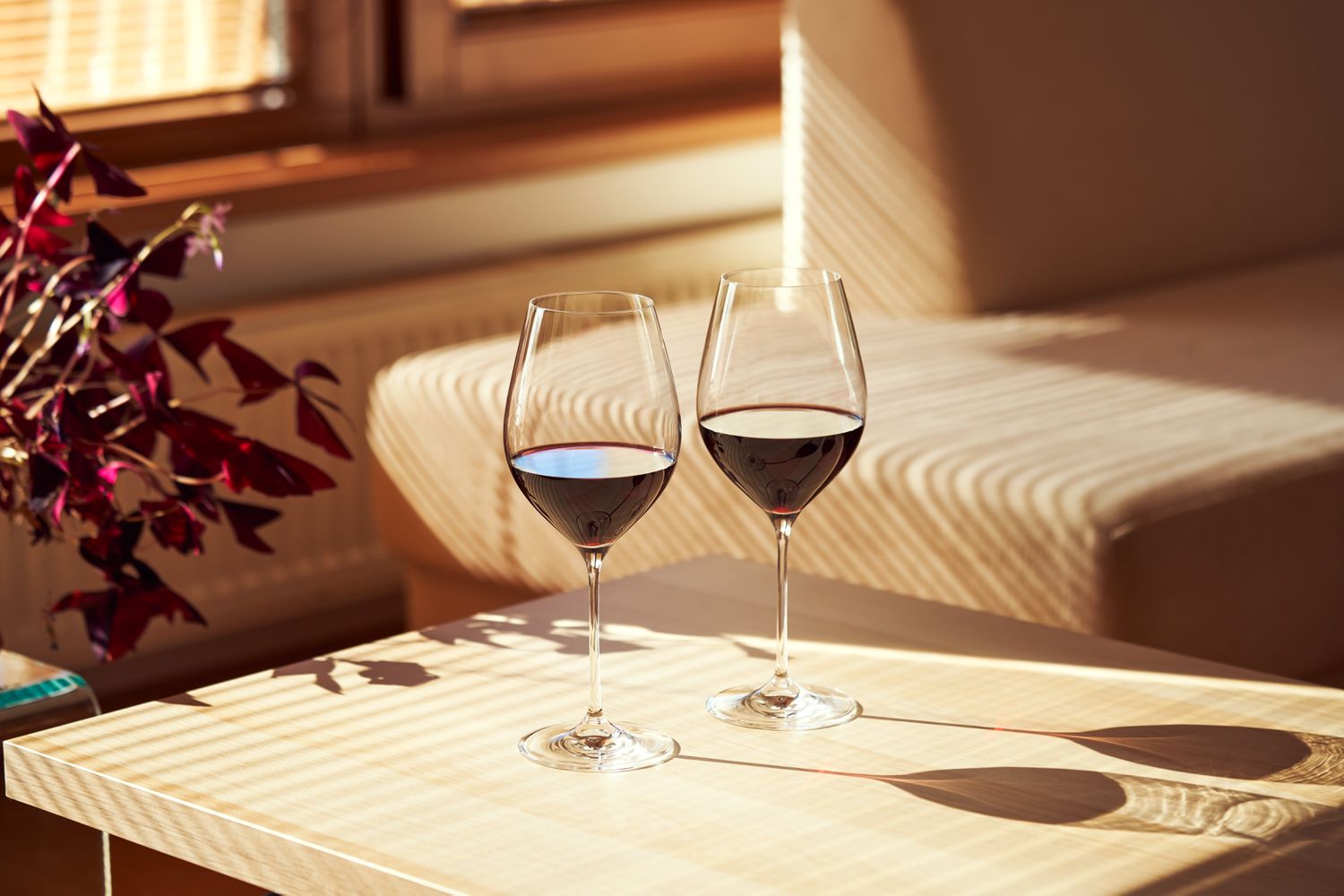 Red Wine on living room coffee table