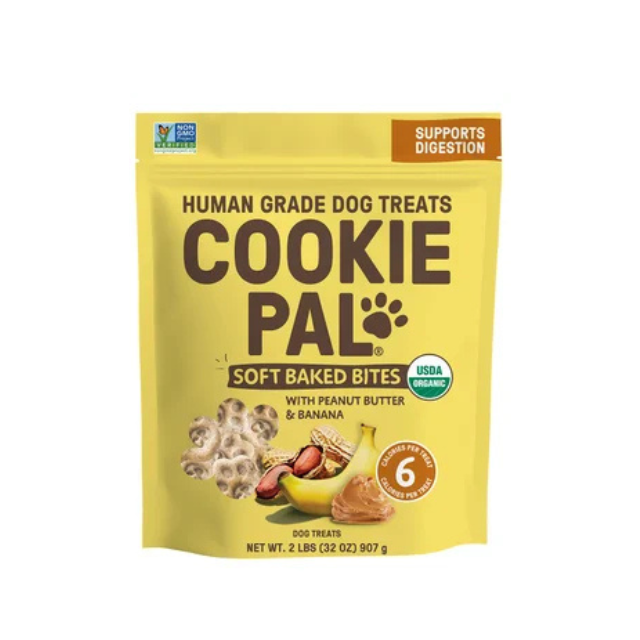 Bag of Cookie Pal dog treats with peanut butter and banana flavor