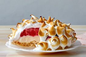 almond daquoise bomb martha bakes meringue white plate slice removed