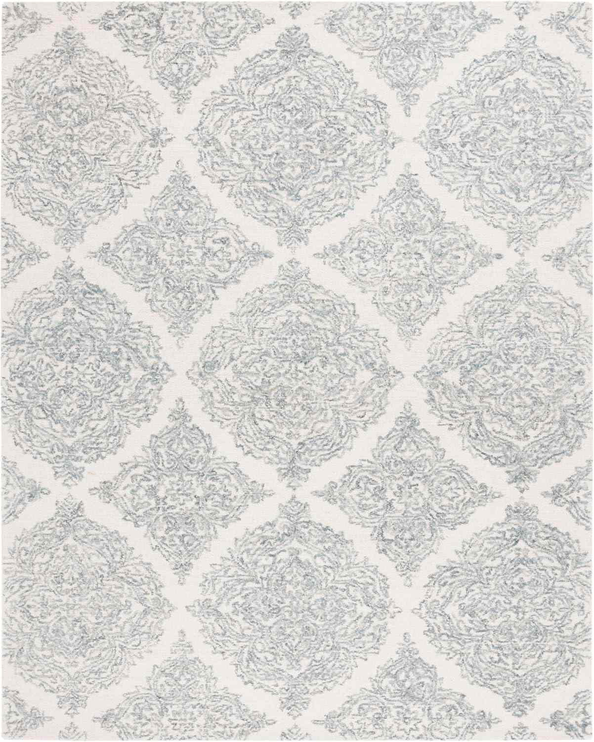 A patterned rug with an ornate repeating geometric design