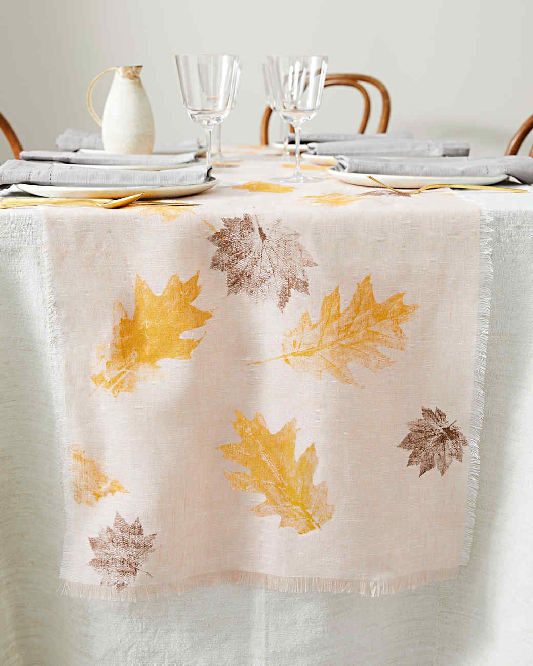 Leaf-Stamped Table Runner