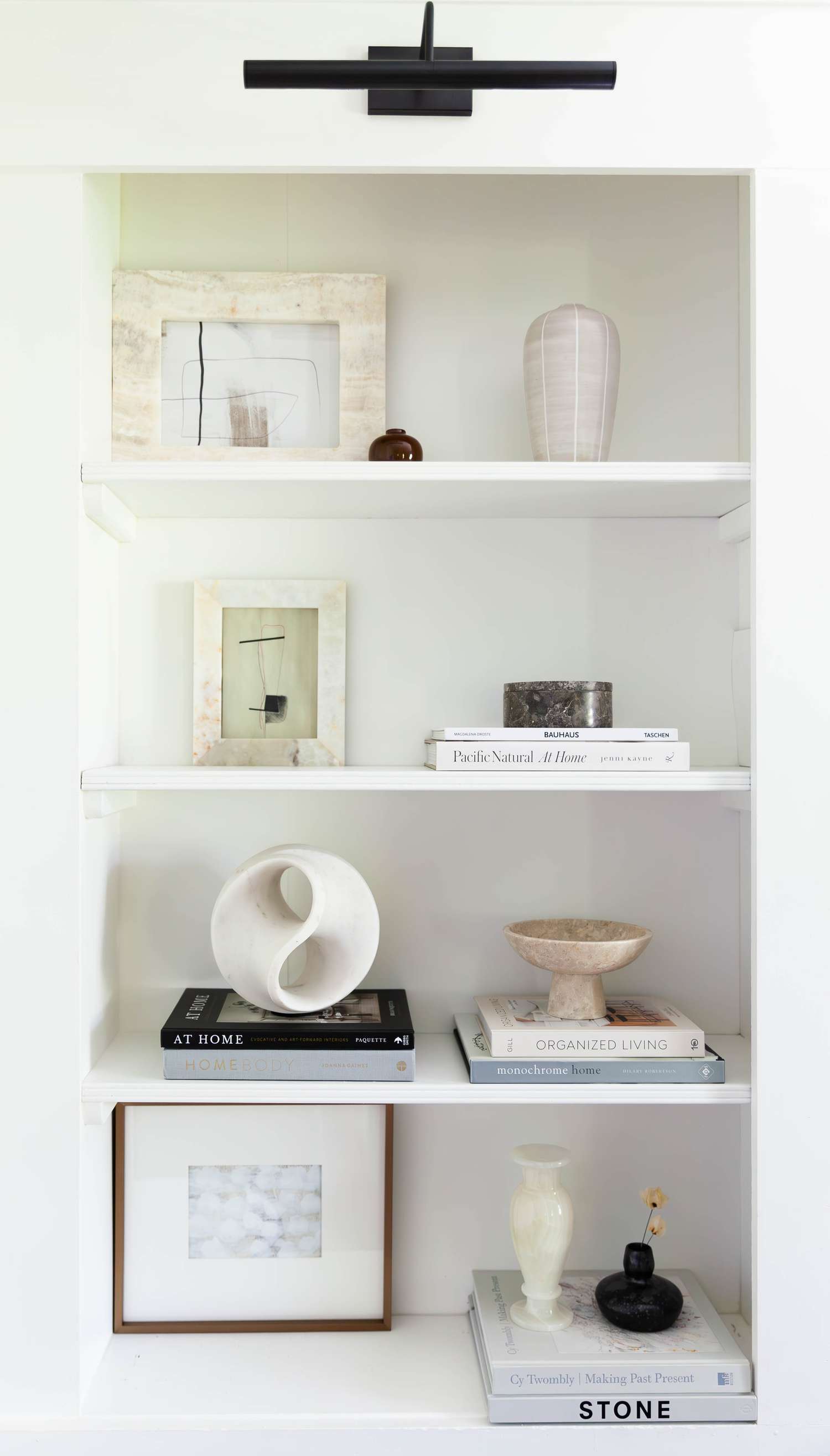 a white bookshelf