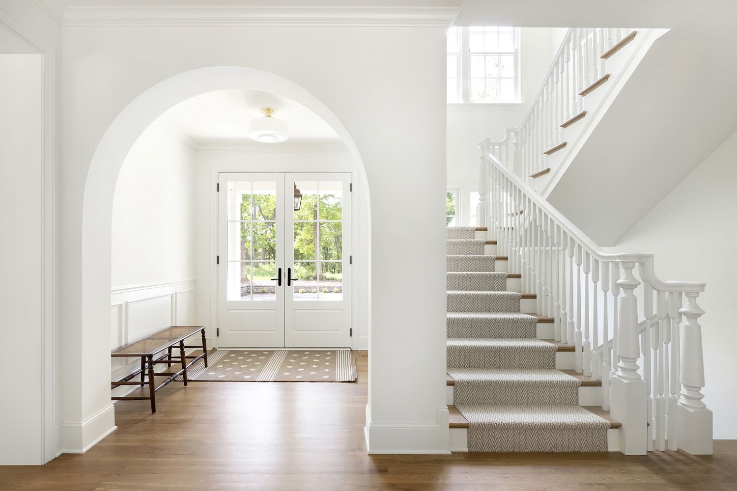 white stair railing