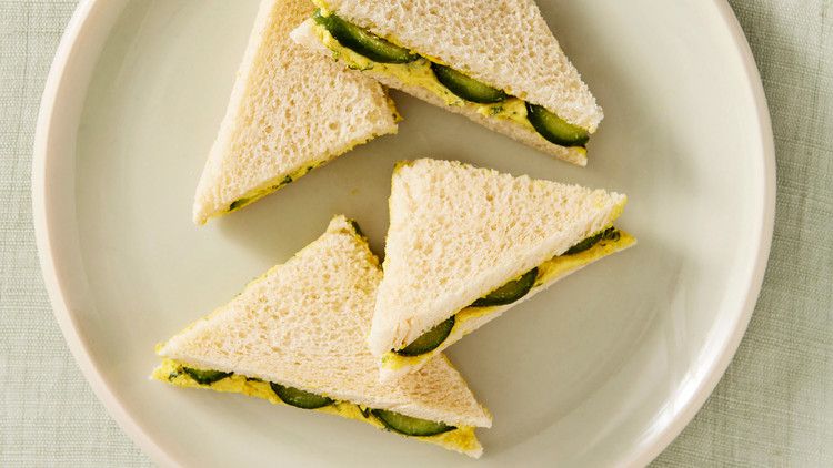 curried egg and butter tea sandwiches