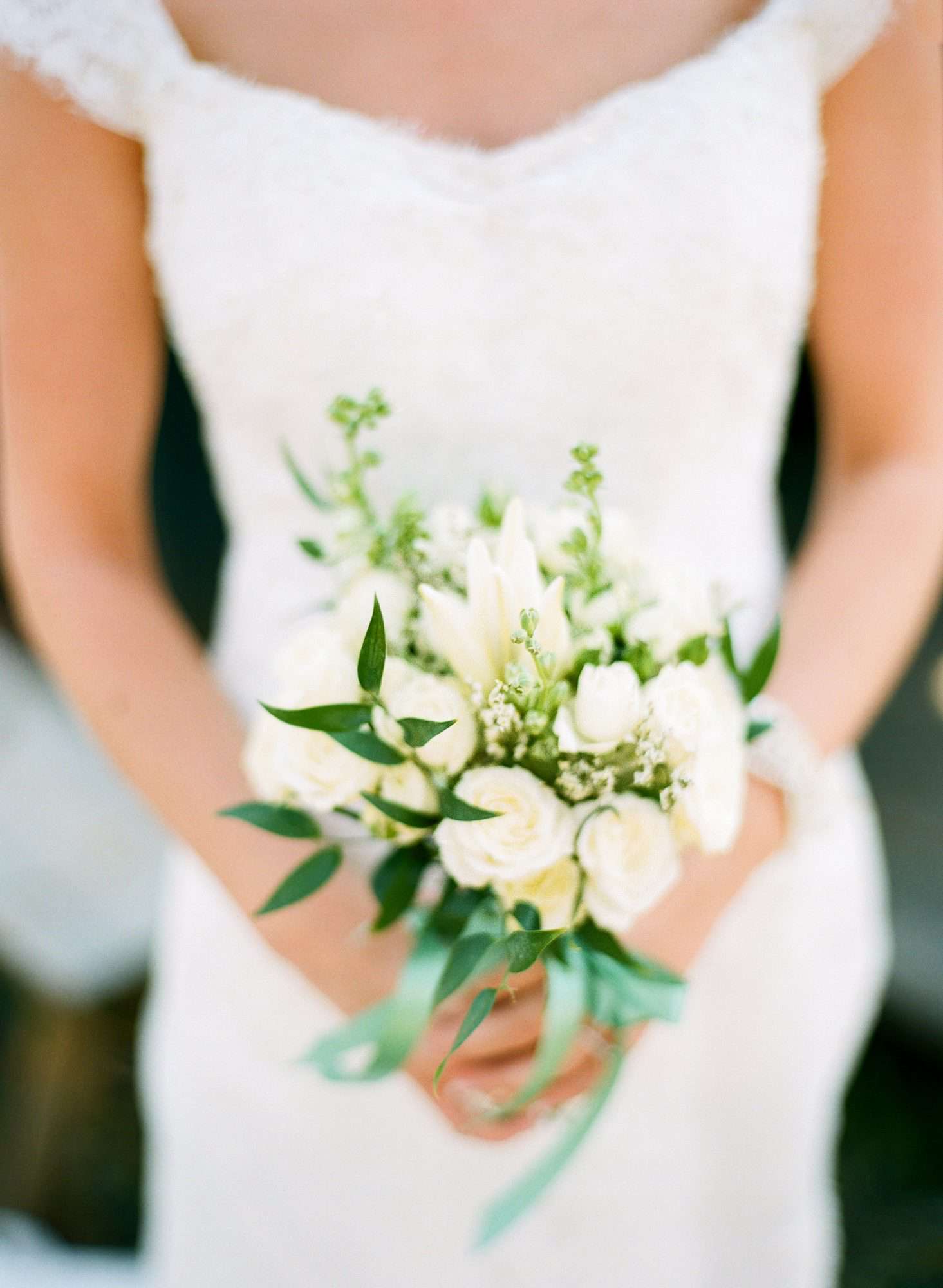 small bouquet with white garden roses