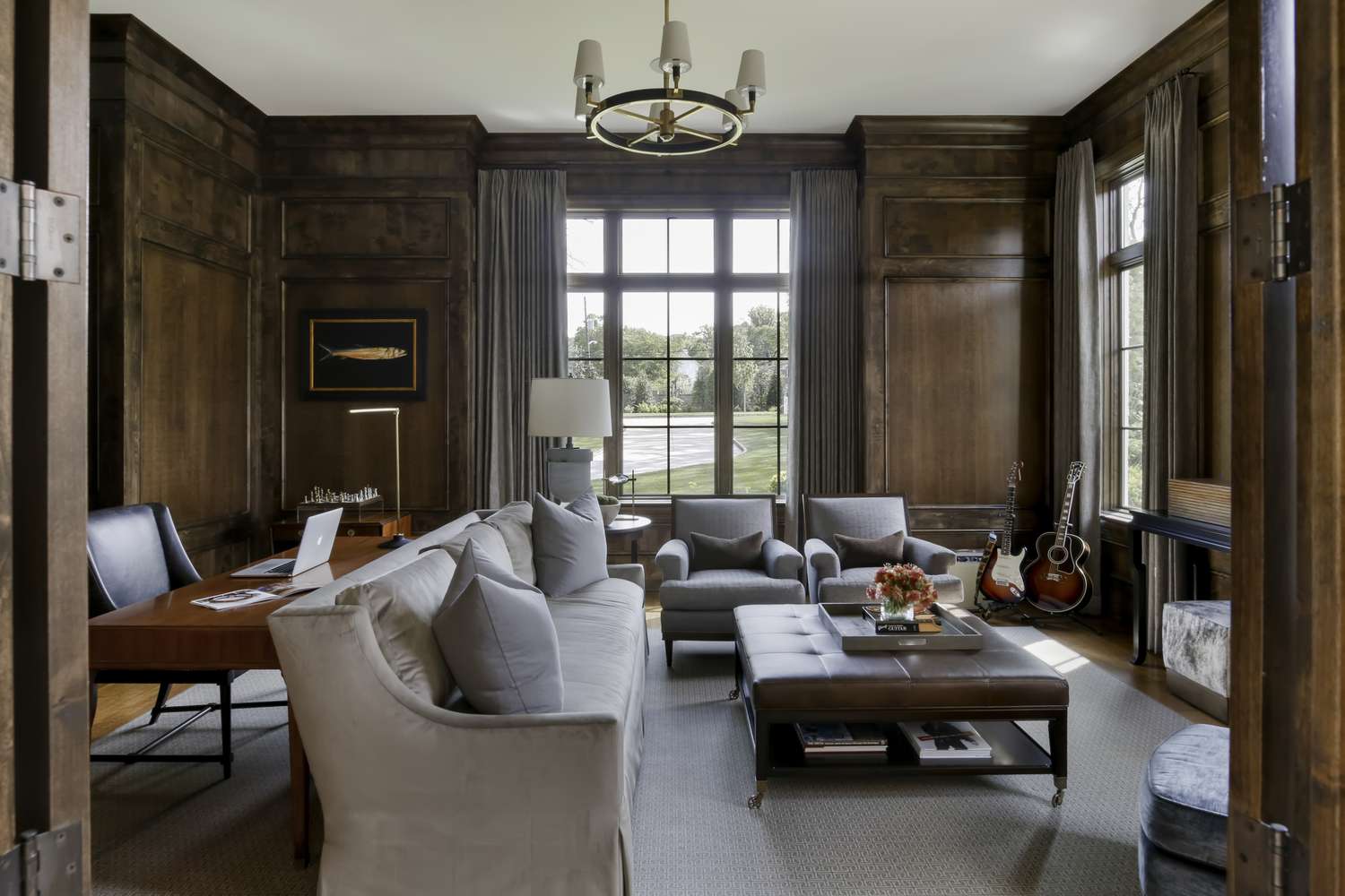 dark wood wall paneling