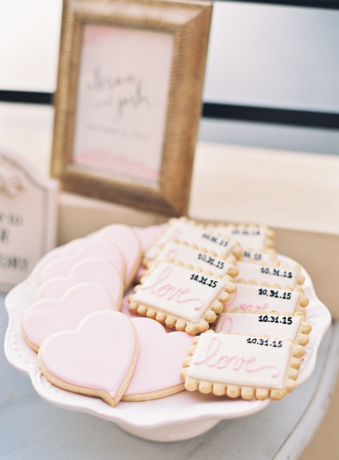 stamp and heart shaped cookies