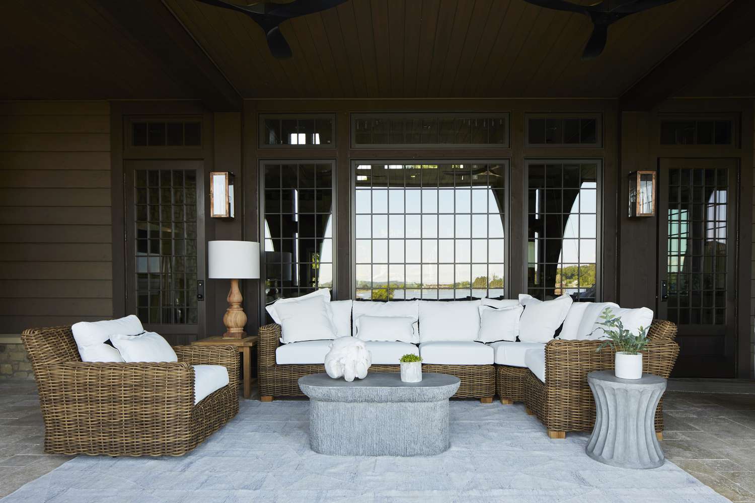 Large comfortable seating back porch