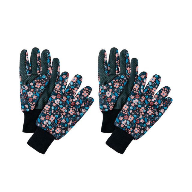 A pair of floralpatterned gloves suitable for gardening or outdoor work