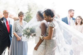 wedding processional bride mother walking together