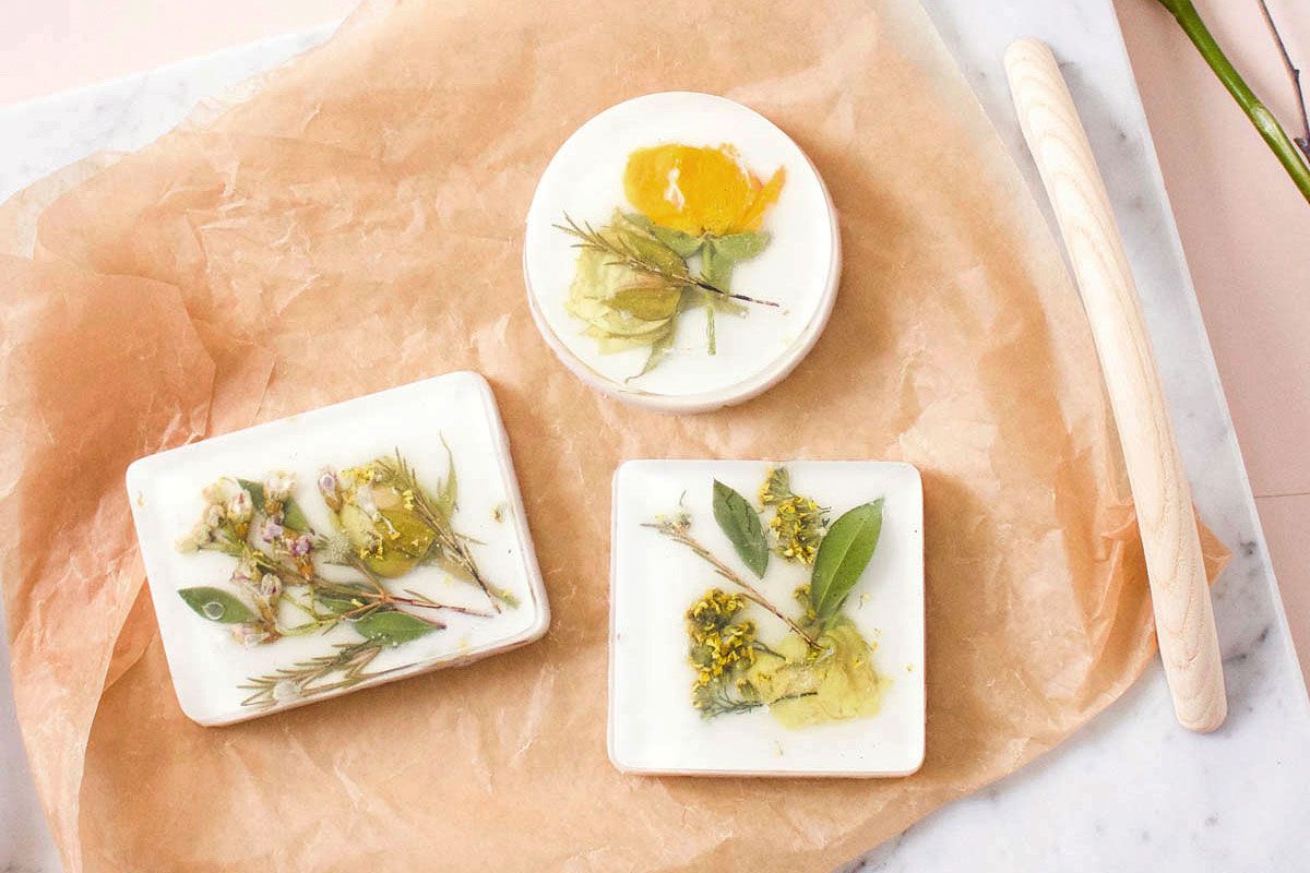 pressed flower soap bars