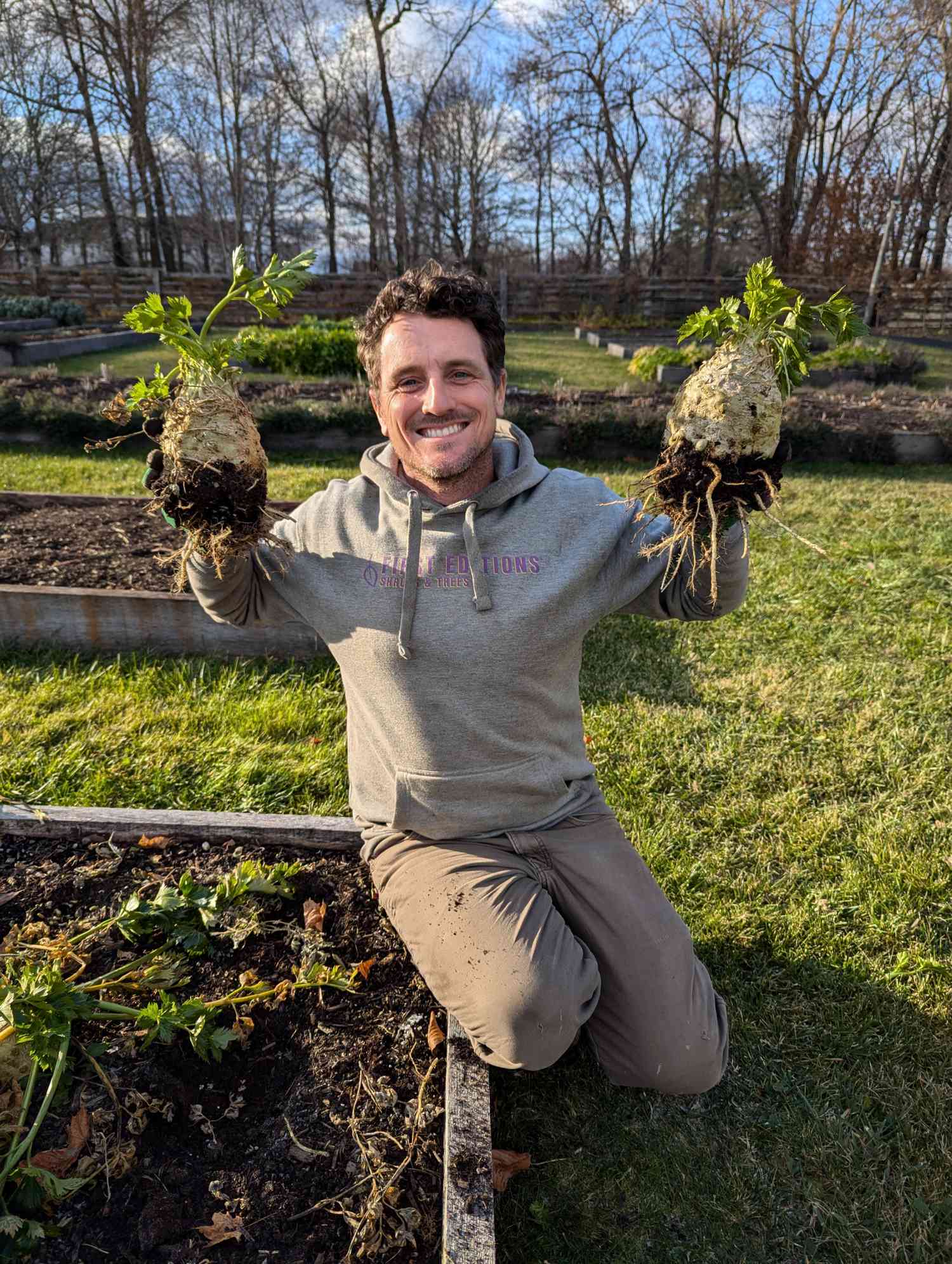 Ryan McCallister holding celeriac 