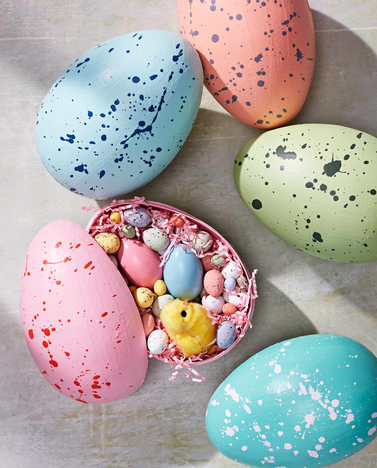 speckled easter egg shells with treats