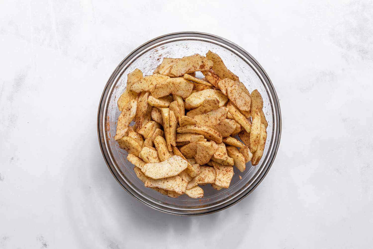 apple filling for apple pie cake in a bowl 
