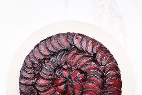 plum cake with knife