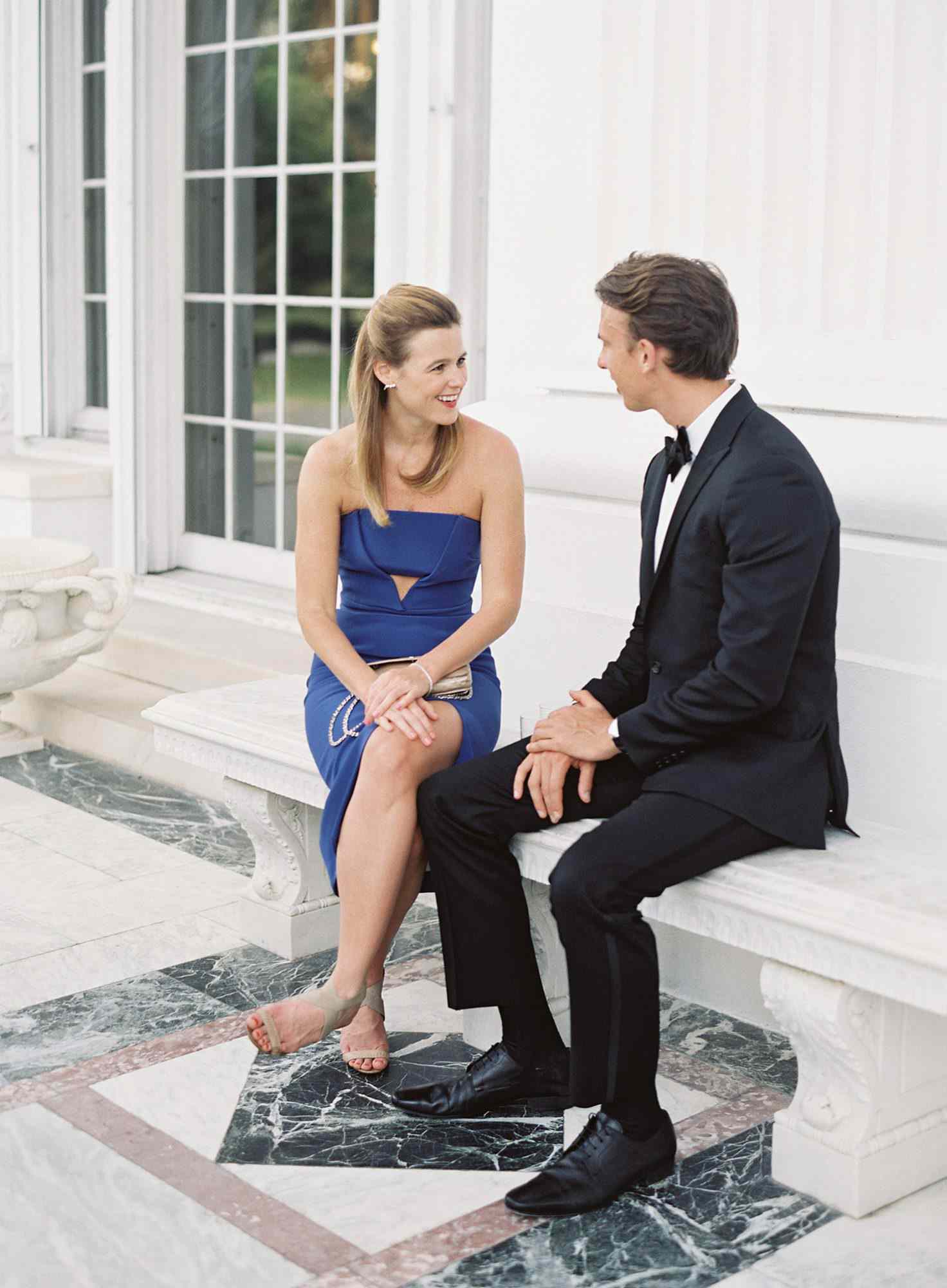 cat denis wedding guests talking