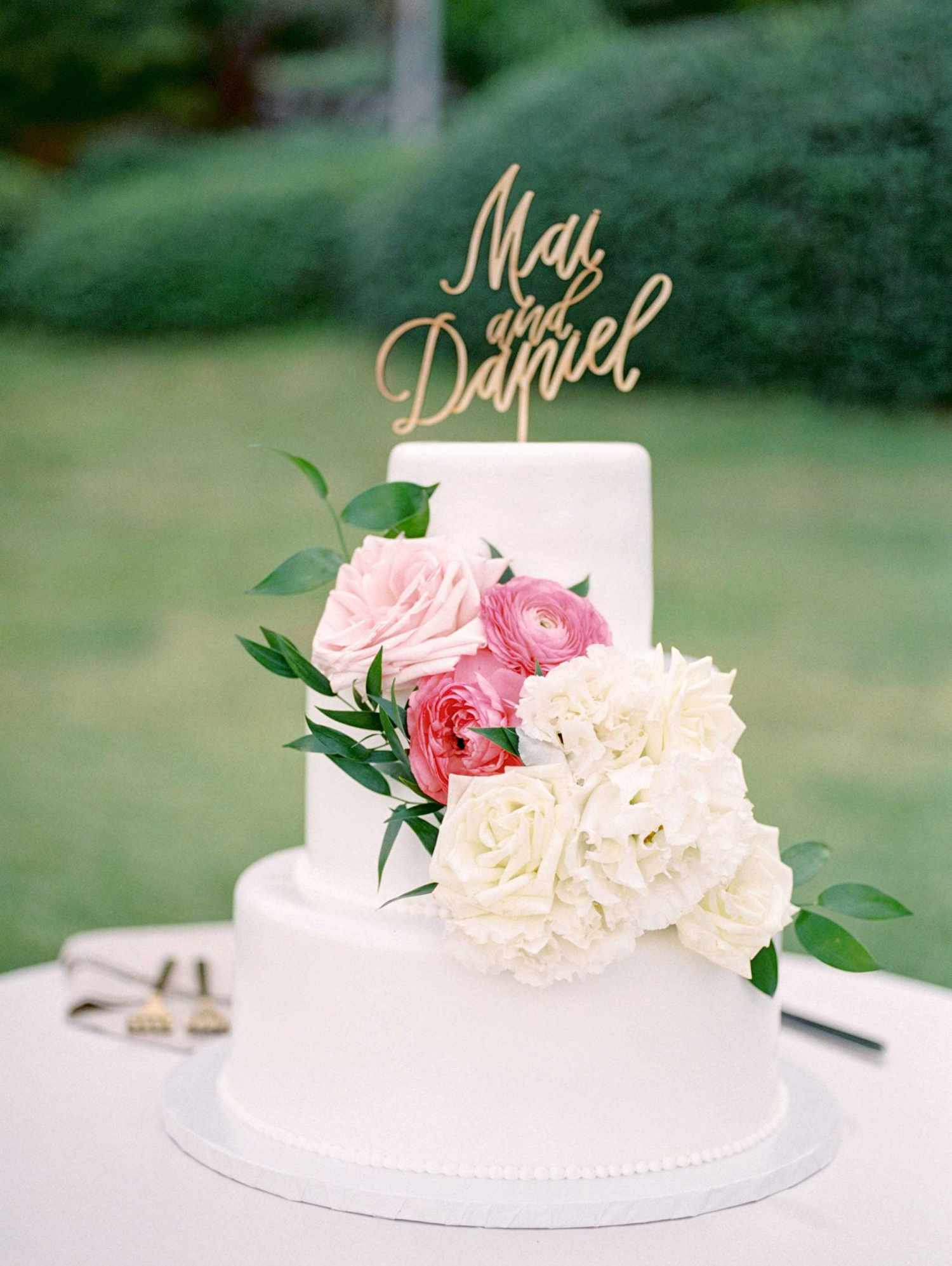 white layered wedding cake