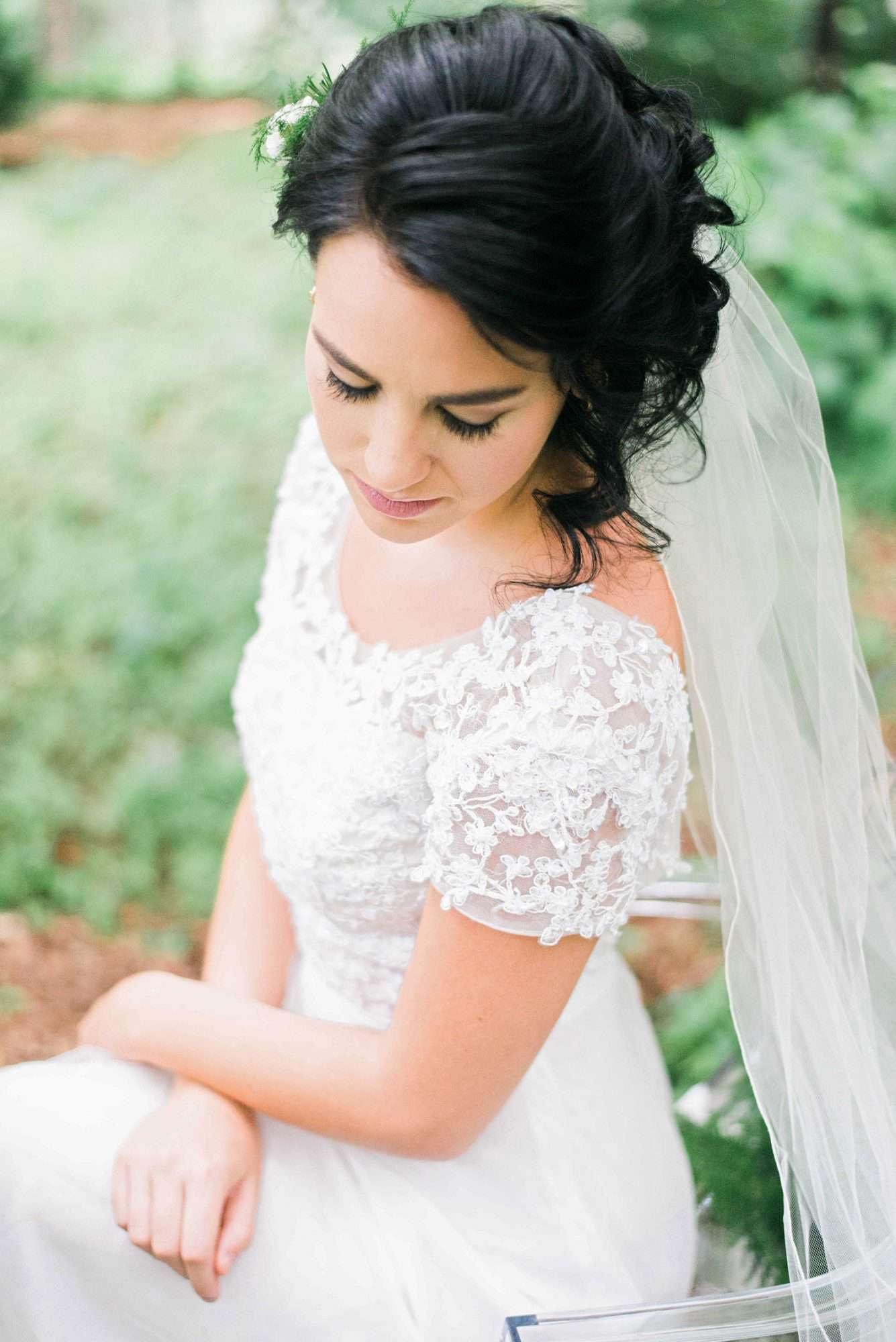 bride with cascading updo