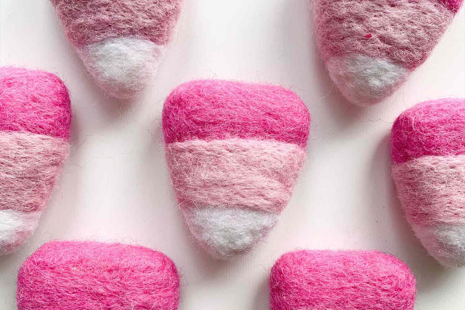 Pink wool candy corn decor
