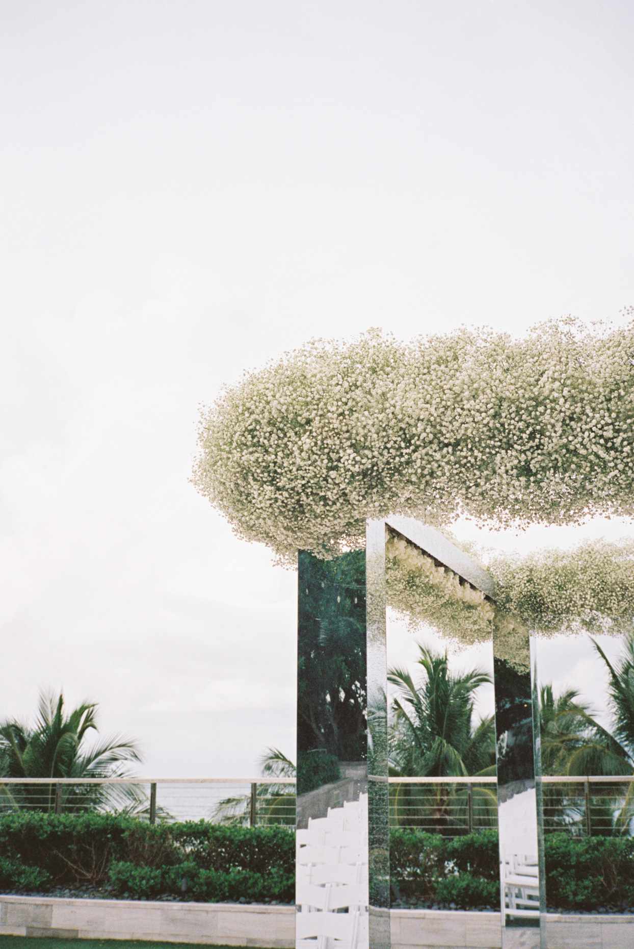 babys breath covered mirrored chuppah