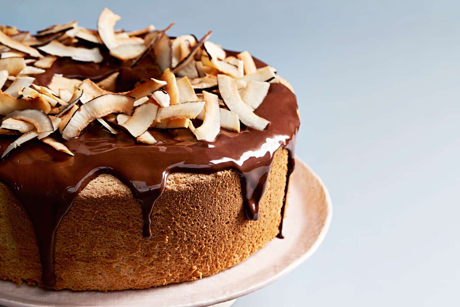 passover coconut chiffon cake with chocolate frosting