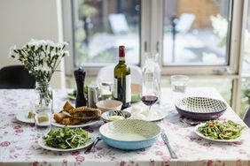 simple table setting with flowers