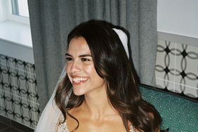 Bride in sparkly wedding dress