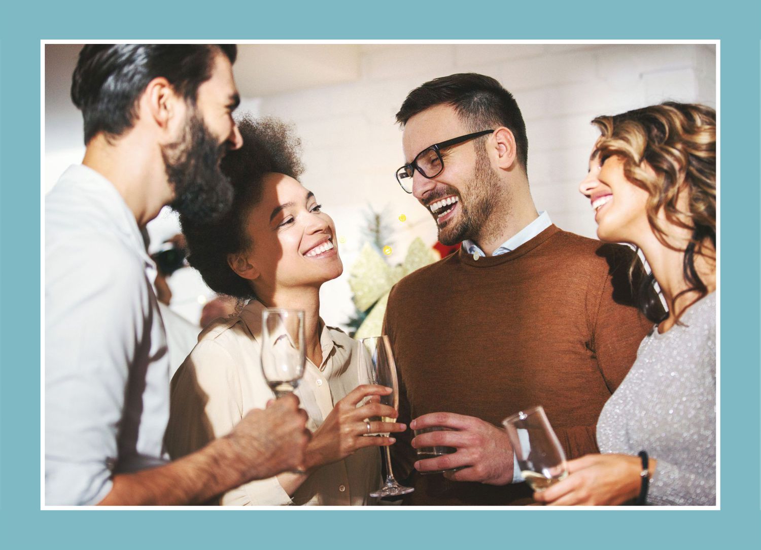 people drinking and smiling at a party