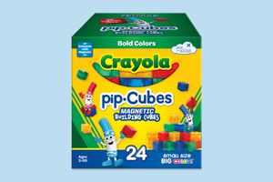 Crayola pipcubes magnetic building blocks packaging showing 24 pieces