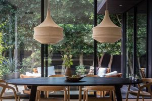 Double Light Fixture in Dining Room 