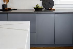 Wooden floating shelves in kitchen