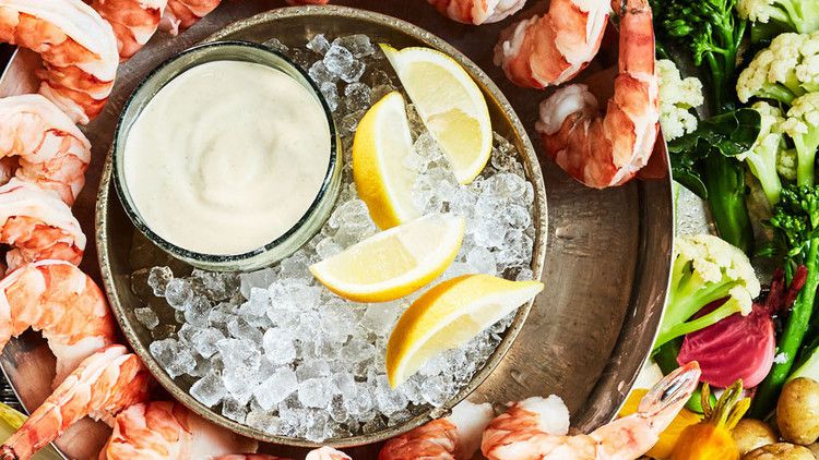 tonnato mayonnaise with winter grand aioli on platter