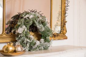 Christmas decorations on mantel