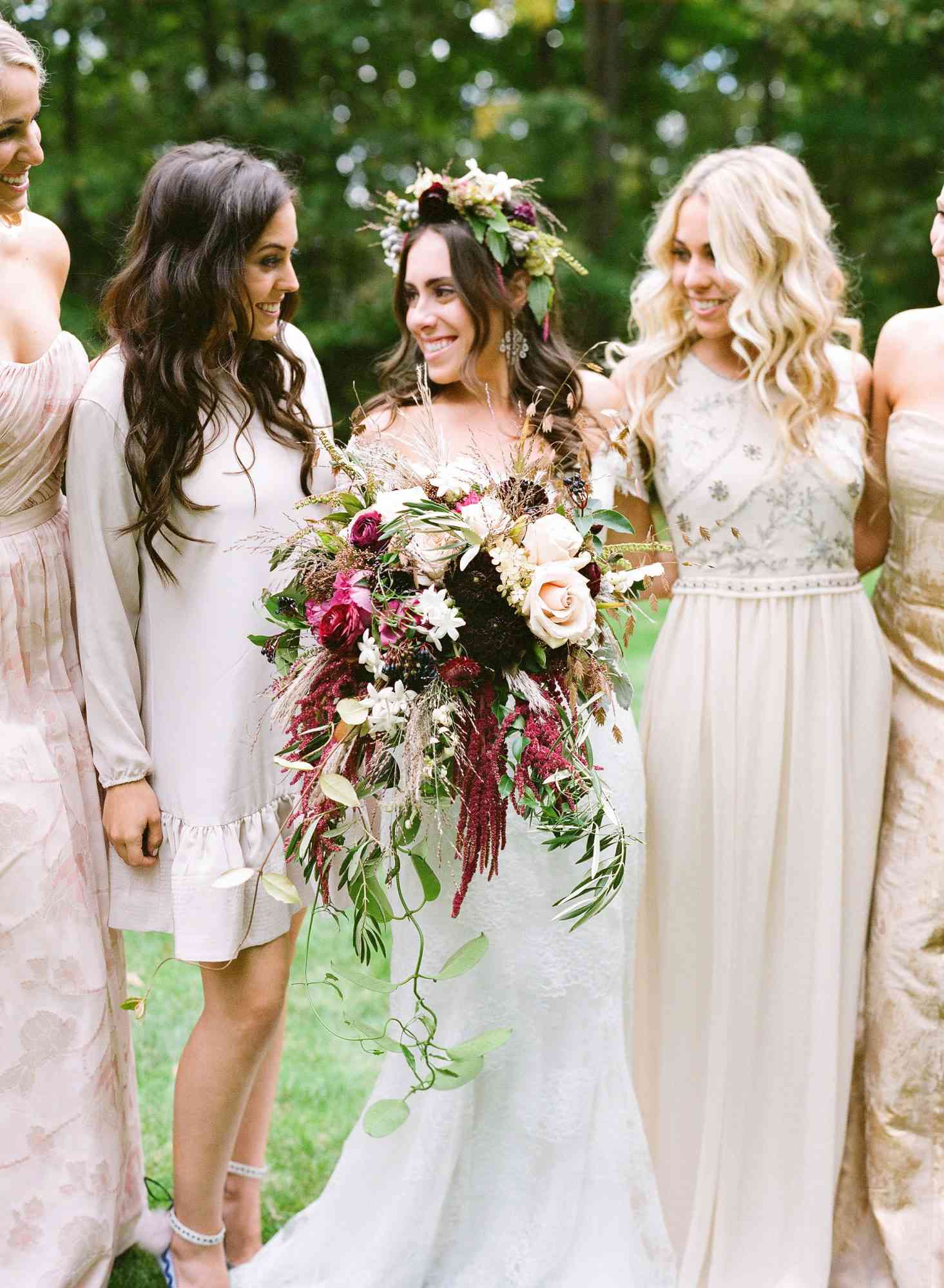 cascading bouquet brides bridesmaids