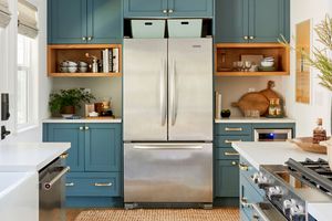 Kitchen with chrome appliances