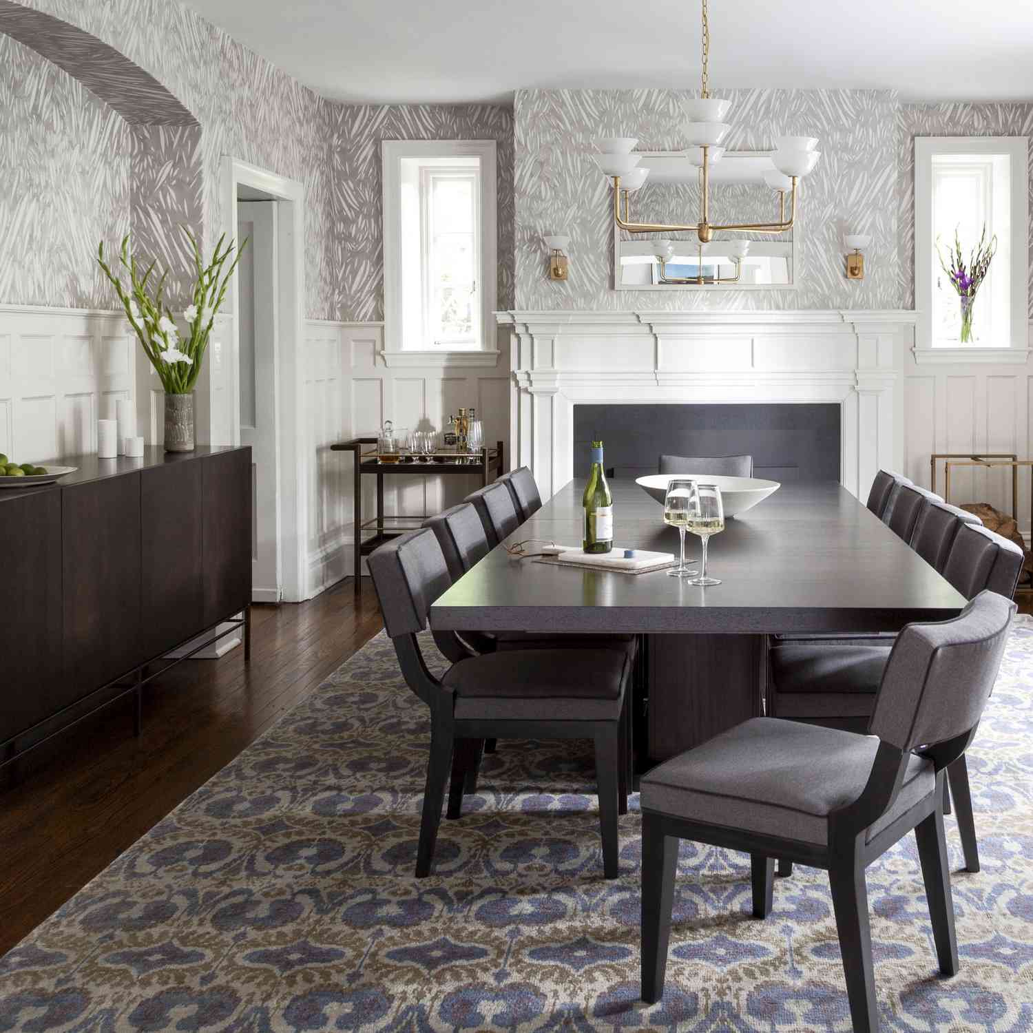 Wallpaper and Wainscotting in the Dining Room