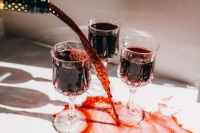 Red wine spills and stains