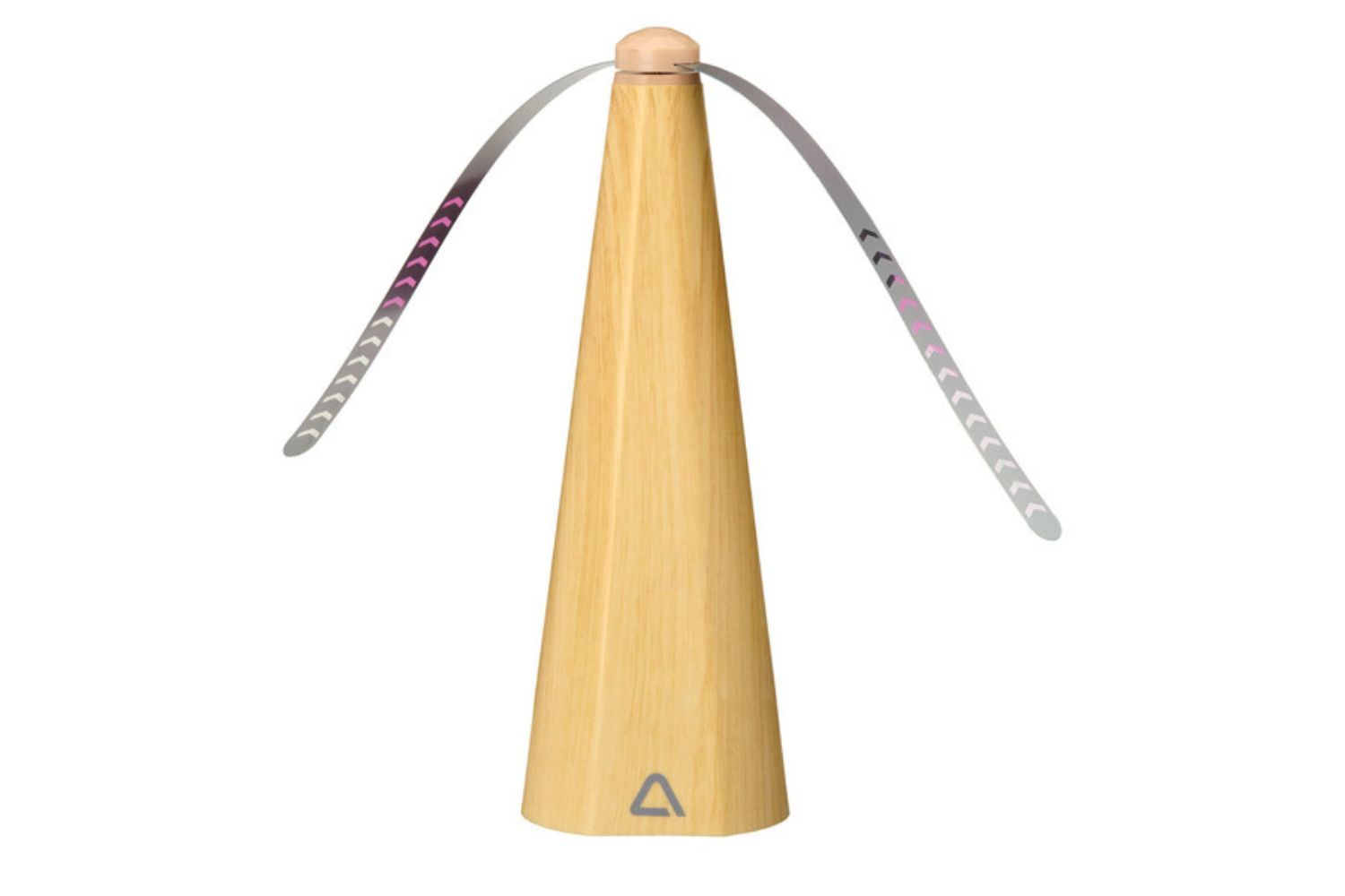 A cylindrical device with two thin flexible arms extending outward from the top possibly a fan or similar gadget