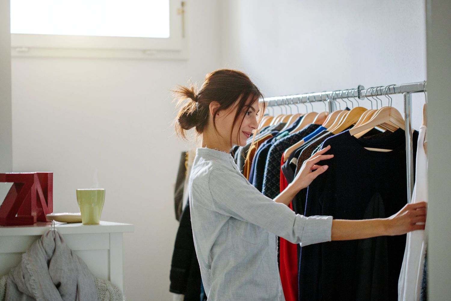 woman looking at clothes