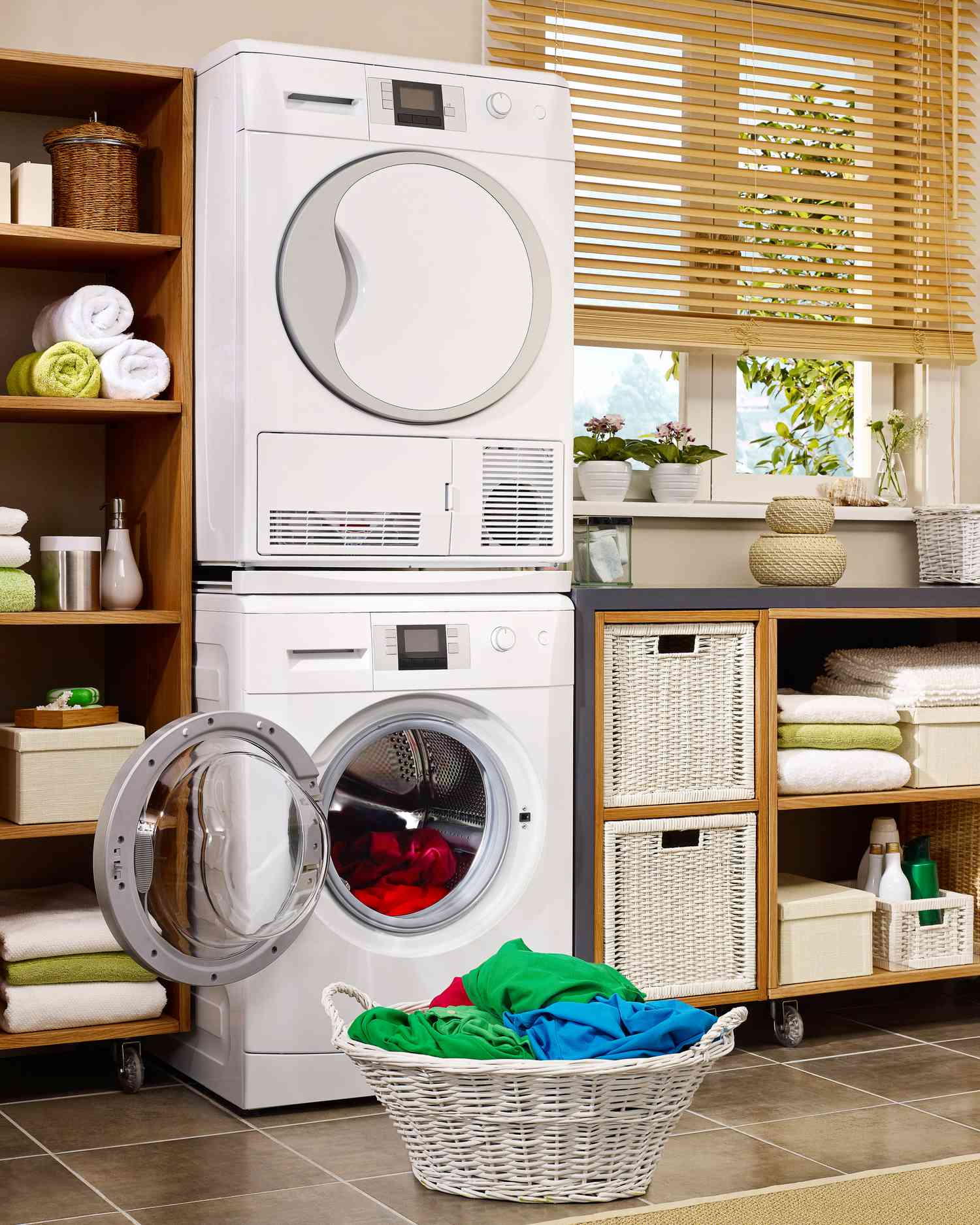 Stacked washer and dryer