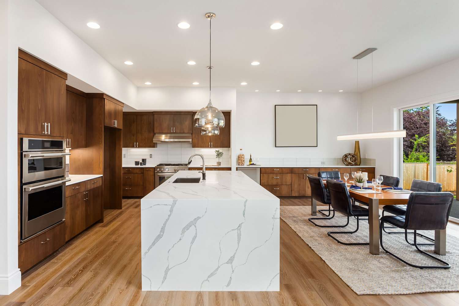 Kitchen with quartz countertop island