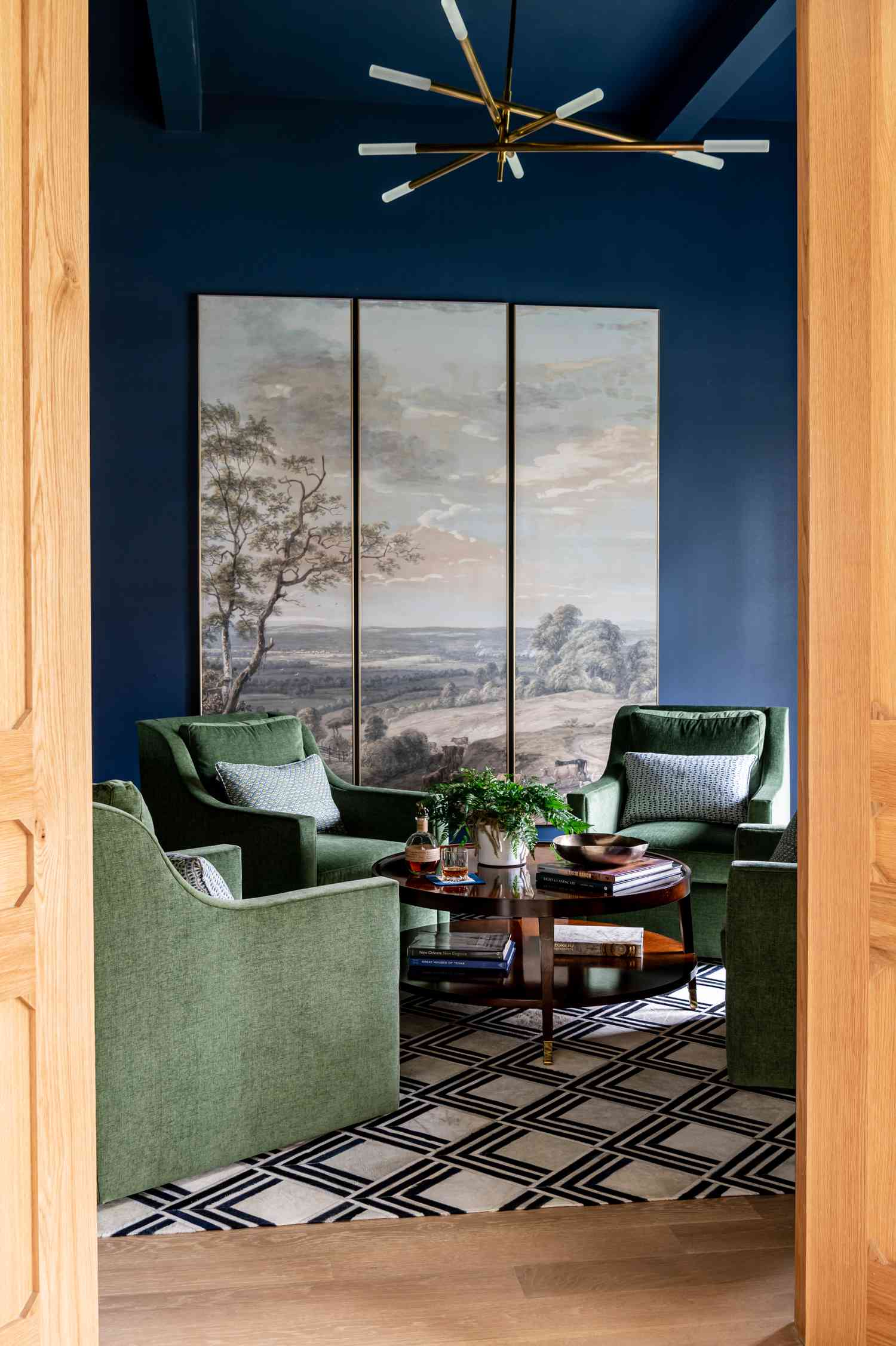 Indigo blue painted ceiling 