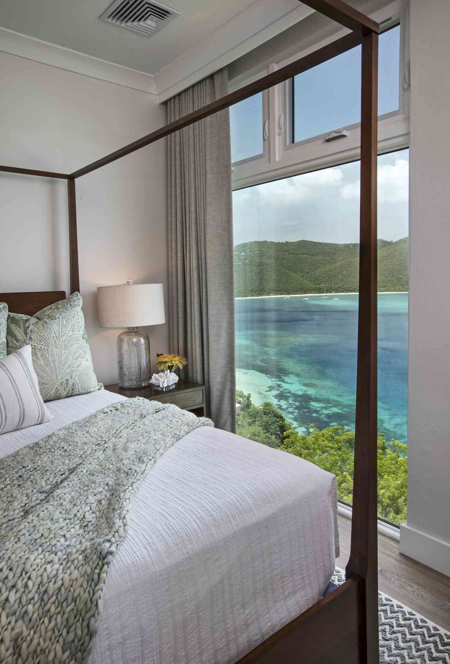 Bedroom overlooking water