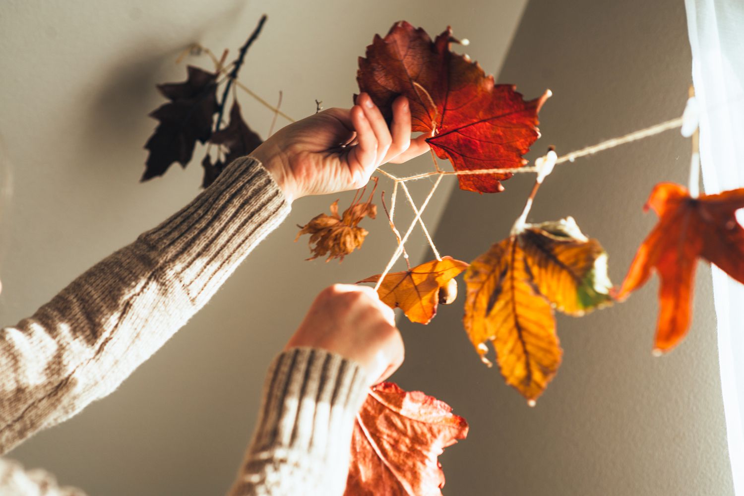 Fall garland made with leaves