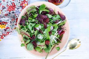 garden salad with sour cherry dressing