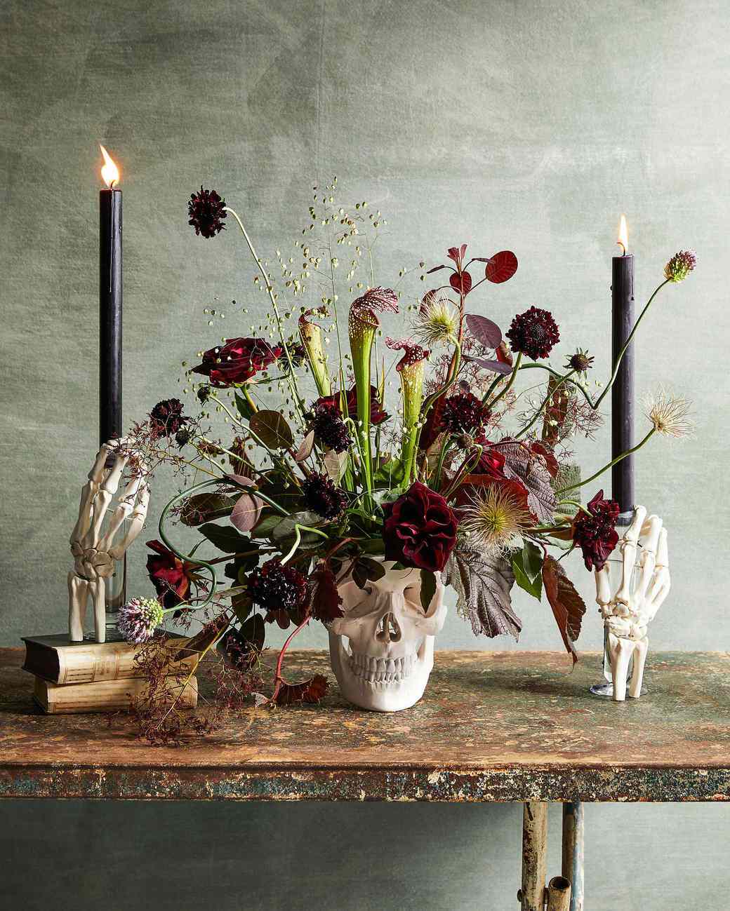 Florals and Skulls in a Centerpiece