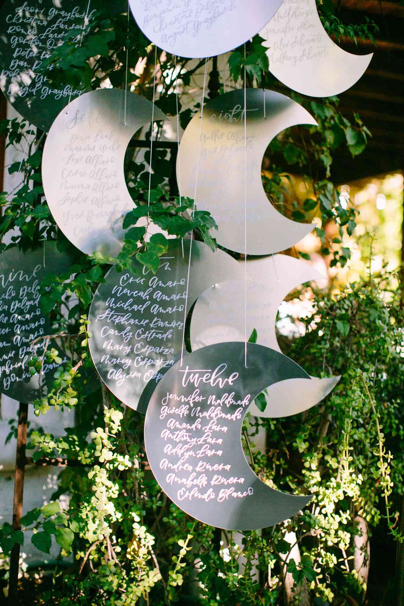 Celestial Wedding Glass Seating Assignments