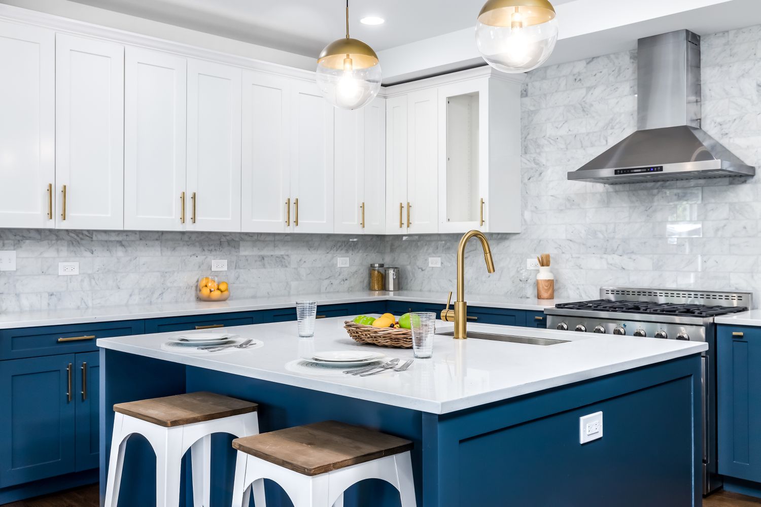 blue kitchen island