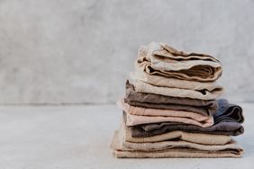 Pile of linen cloth napkins